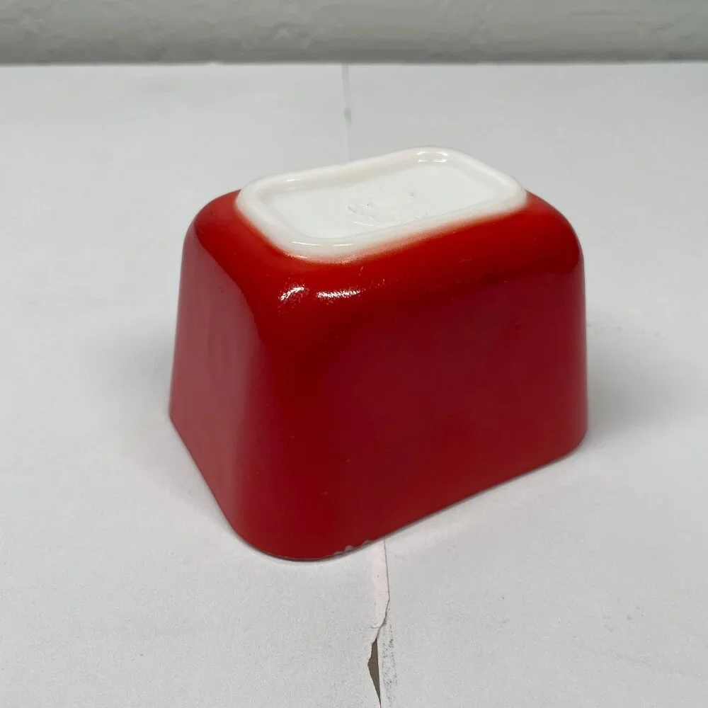 Vintage Pyrex Primary 501 Red Refrigerator Fridgie Dish Multicolor Milk Glass